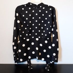 H&M Black Polka Dot High Neck Blouse, size 2
